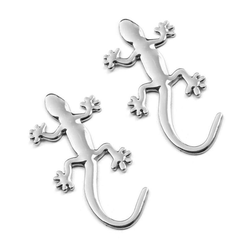 Autoaufkleber 3D Gecko Eidechse Auto Badge Metal Car Decal Dekorative Accessoires Silber 2pcs von Csafyrt