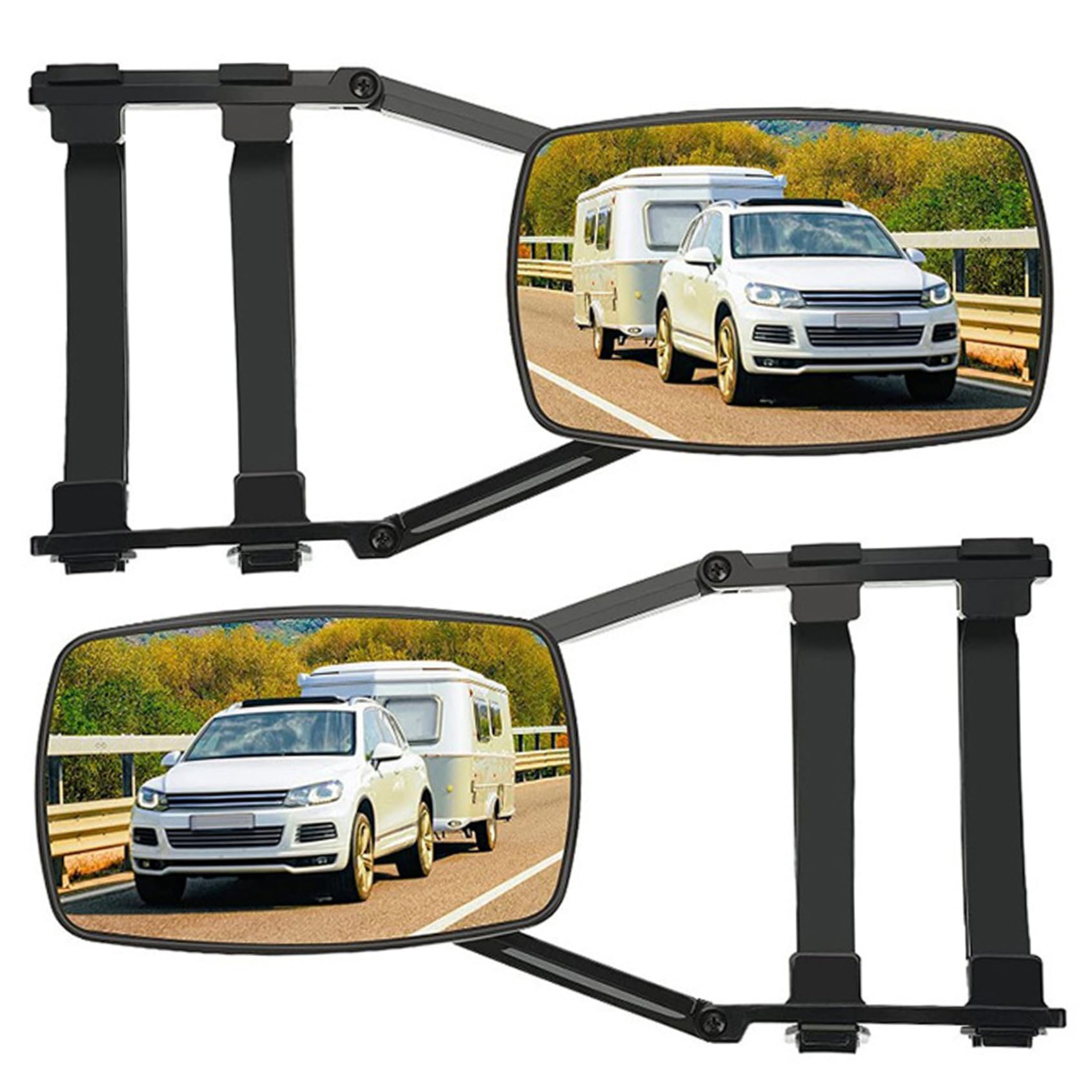 Schleppspiegel 2pcs Rotatable Universal Clip-On-Spiegel-Strecke zum Schleppen mit Krawattengurt modifizierte Spiegelverlängerungen von Csafyrt