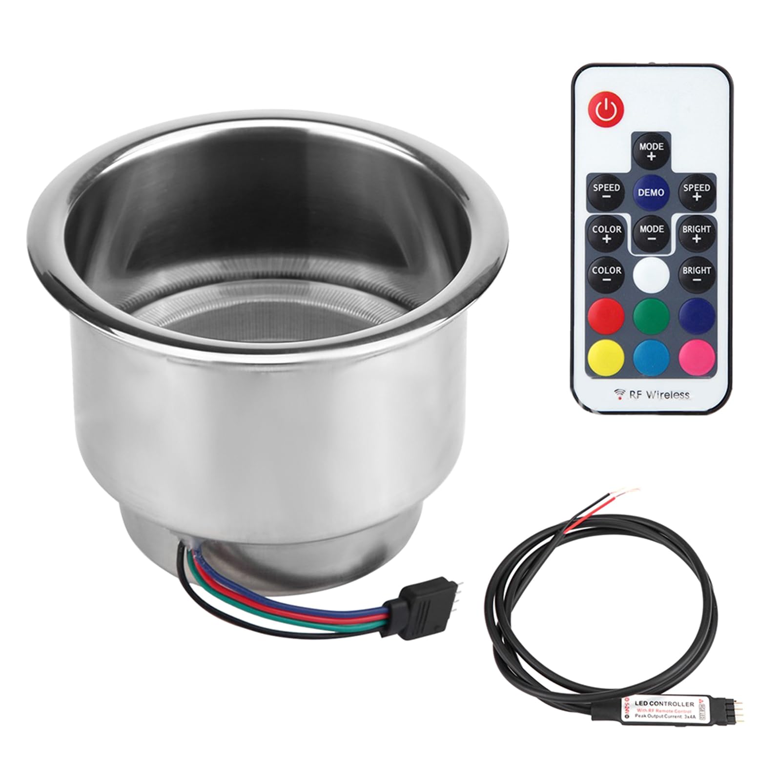 Csnbfiop Auto Boote LKW Edelstahl Becher Getränkehalter 14LED RGB Licht + Fernbedienung Becher Getränkehalter von Csnbfiop