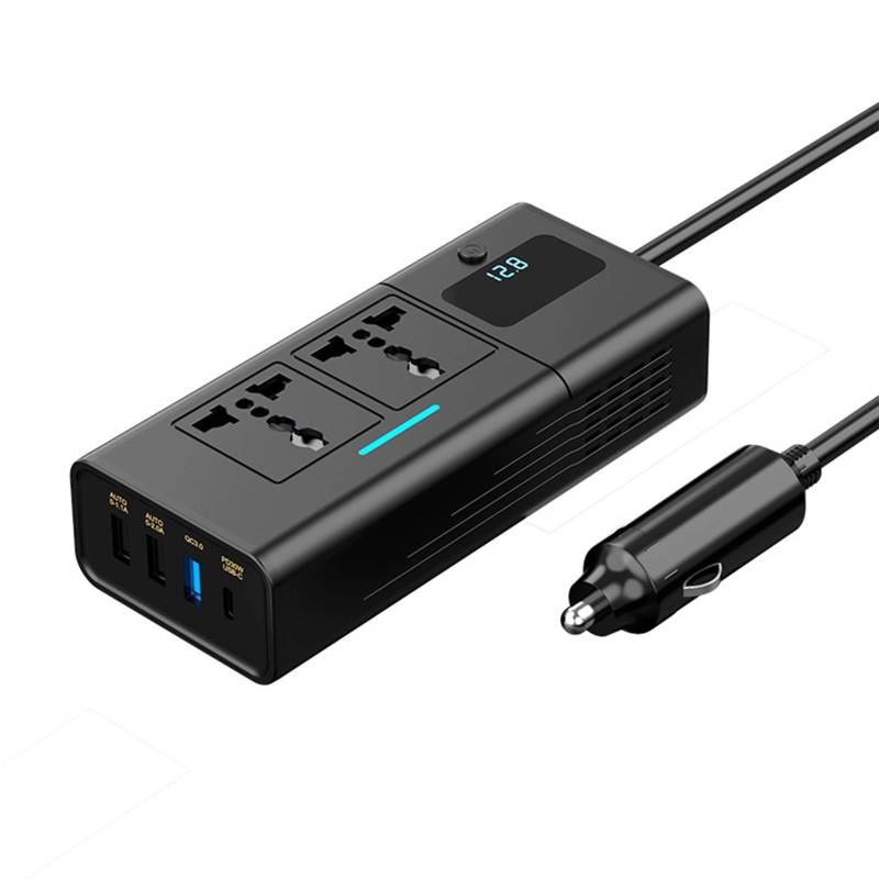 Csnbfiop Auto Wechselrichter 12 V Auf V Auto Wechselrichter Mit 4 USB Anschlüssen Auto Adapter Für Steckdosen 200 W Tragbar von Csnbfiop