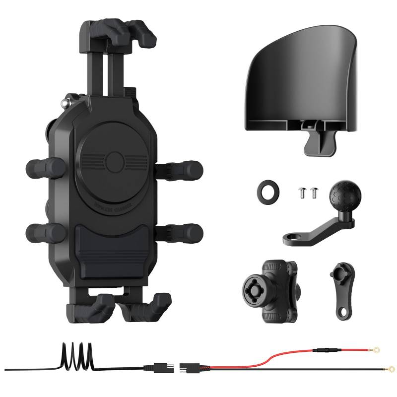 Csnbfiop Telefonhalterung Mit Kabellosem 15-W Ladeanschluss Und USB C Schnellladeanschluss Für Roller von Csnbfiop