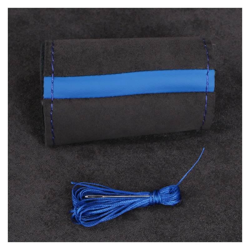 Lenkradbezug 37-38cm Universal-Wildleder-Auto-Lenkradbezug, DIY-Handnähen, Schwarzer Weicher Leder-Flechtbezug Für Auto-Lenkrad Lenkradabdeckung(Blue) von Cstearqp