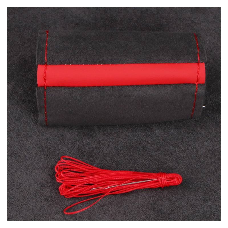 Lenkradbezug 37-38cm Universal-Wildleder-Auto-Lenkradbezug, DIY-Handnähen, Schwarzer Weicher Leder-Flechtbezug Für Auto-Lenkrad Lenkradabdeckung(Red) von Cstearqp