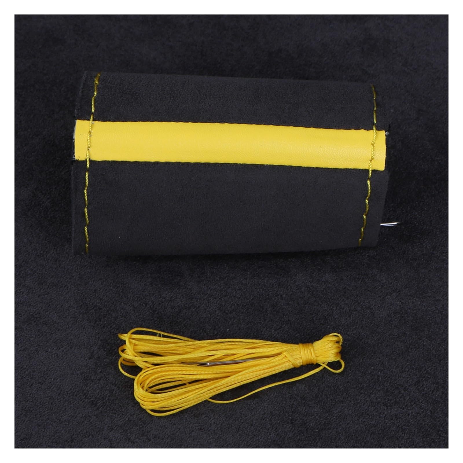 Lenkradbezug 37-38cm Universal-Wildleder-Auto-Lenkradbezug, DIY-Handnähen, Schwarzer Weicher Leder-Flechtbezug Für Auto-Lenkrad Lenkradabdeckung(Yellow) von Cstearqp