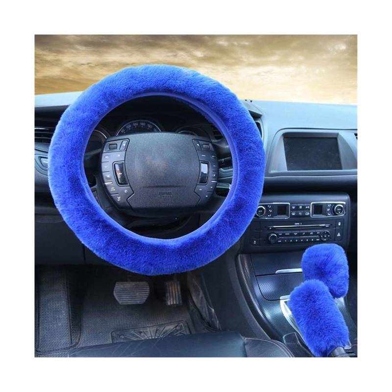 Lenkradbezug Auto Lenkrad Abdeckung Warme Winter Auto Handbremse Shift Abdeckung DREI-stück Set Heizung Lenkrad 38 cm Lenkradabdeckung(Royal) von Cstearqp