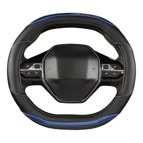 Lenkradbezug Für 3008 Für 4008 Für 5008 Auto Lenkrad Abdeckung Carbon Faser + PU Leder Auto Zubehör Lenkradabdeckung(Blue) von Cstearqp