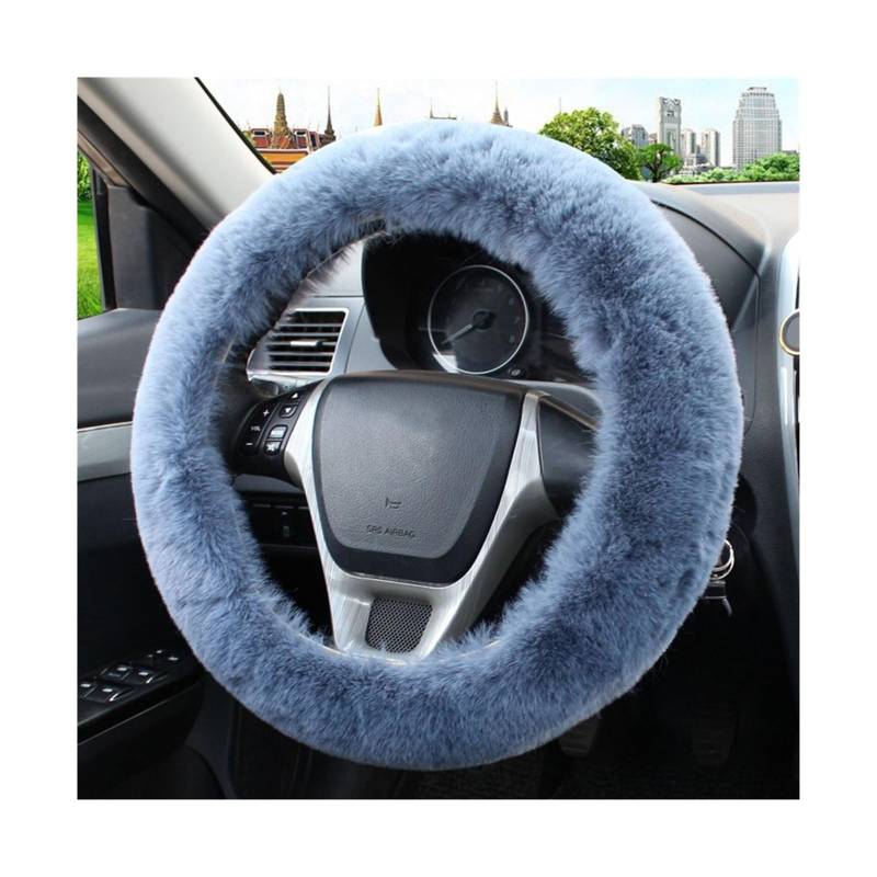 Lenkradbezug Universal 36-39cm Auto Lenkrad Abdeckung Winter Flauschigen Haar Abdeckung Für Lenkrad Heizung Hände Auto Lenkung Wrap Lenkradabdeckung(Gray) von Cstearqp