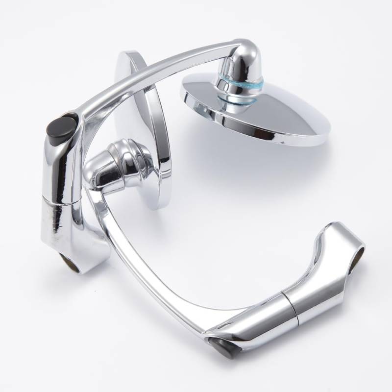 Motorrad Spiegel 1 Paar 10mm Motorrad Chrome Runde Bar End Roller Zubehör Rück Seite Spiegel Einstellbar Für Cafe Für Racer Motorrad Rückspiegel(A) von Cstearqp