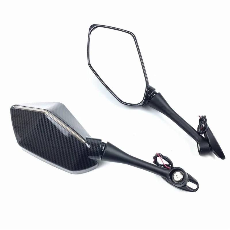 Motorrad Spiegel Für CBR600RR 2003-2019 Für CBR 1000RR 2004-2007 Paar Motorrad Rückspiegel Blinker Seitenspiegel Schwarz Carbon Motorrad Rückspiegel(Carbon) von Cstearqp