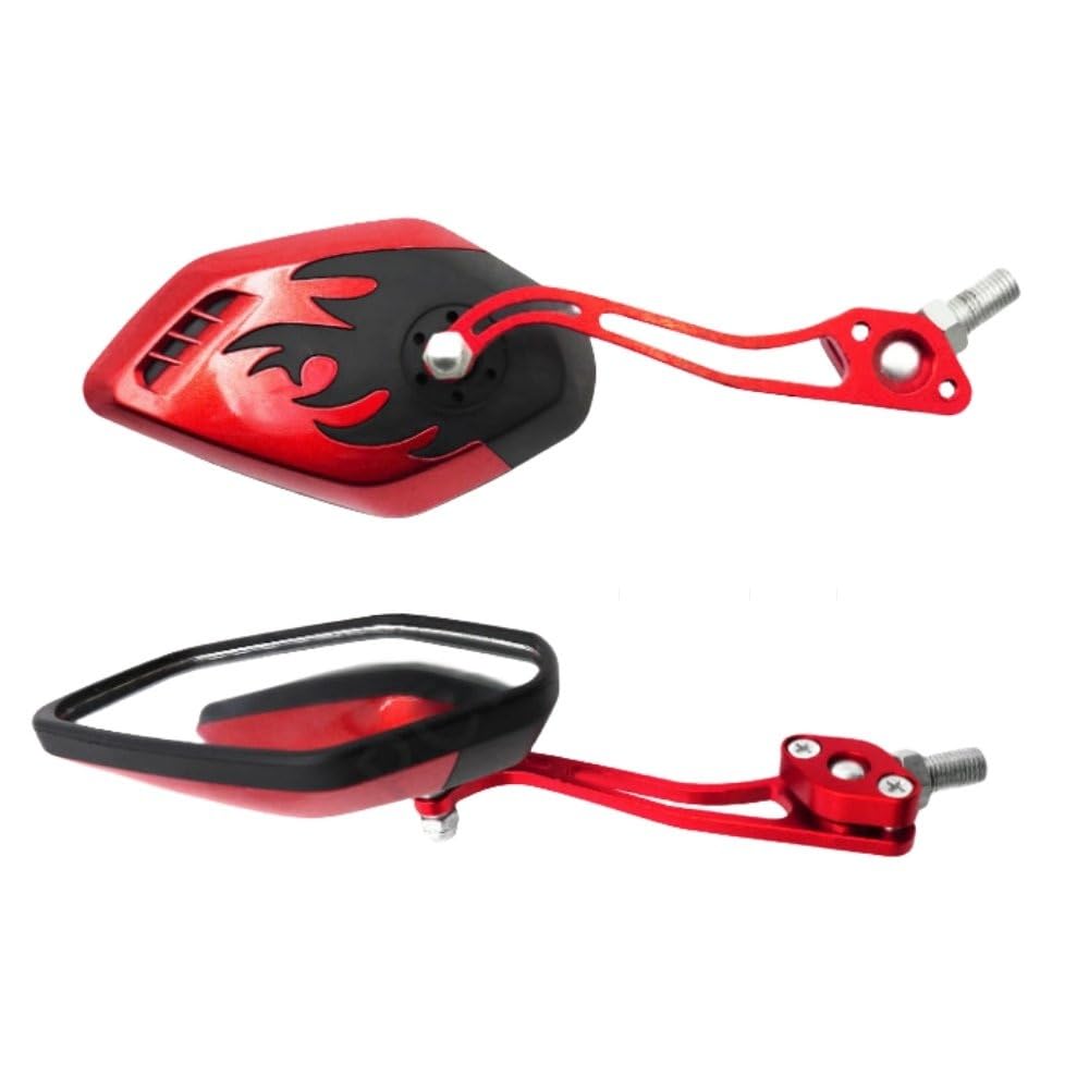 Motorrad Spiegel Motorrad-Rückspiegel 360° Drehbar Verstellbar Für Elektrofahrzeuge Roller Universelles Modifikationszubehör Motorrad Rückspiegel(Red) von Cstearqp