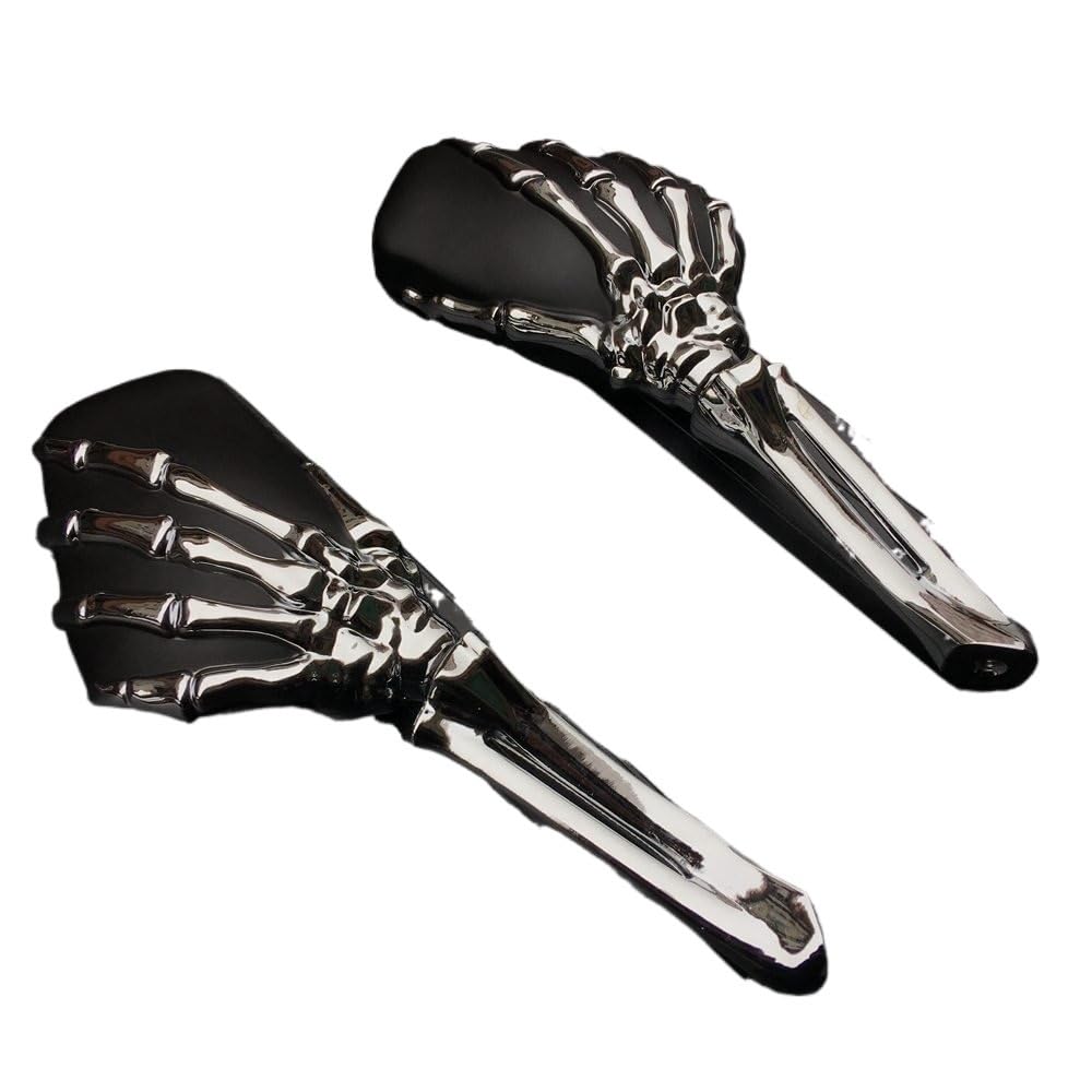 Motorrad Spiegel Motorrad Skeleton Skull Hand Seitenspiegel Rückspiegel Für Softail Für Sportster Für Touring Für Shadow Intruder Boulevard V-Star Motorrad Rückspiegel(Black) von Cstearqp