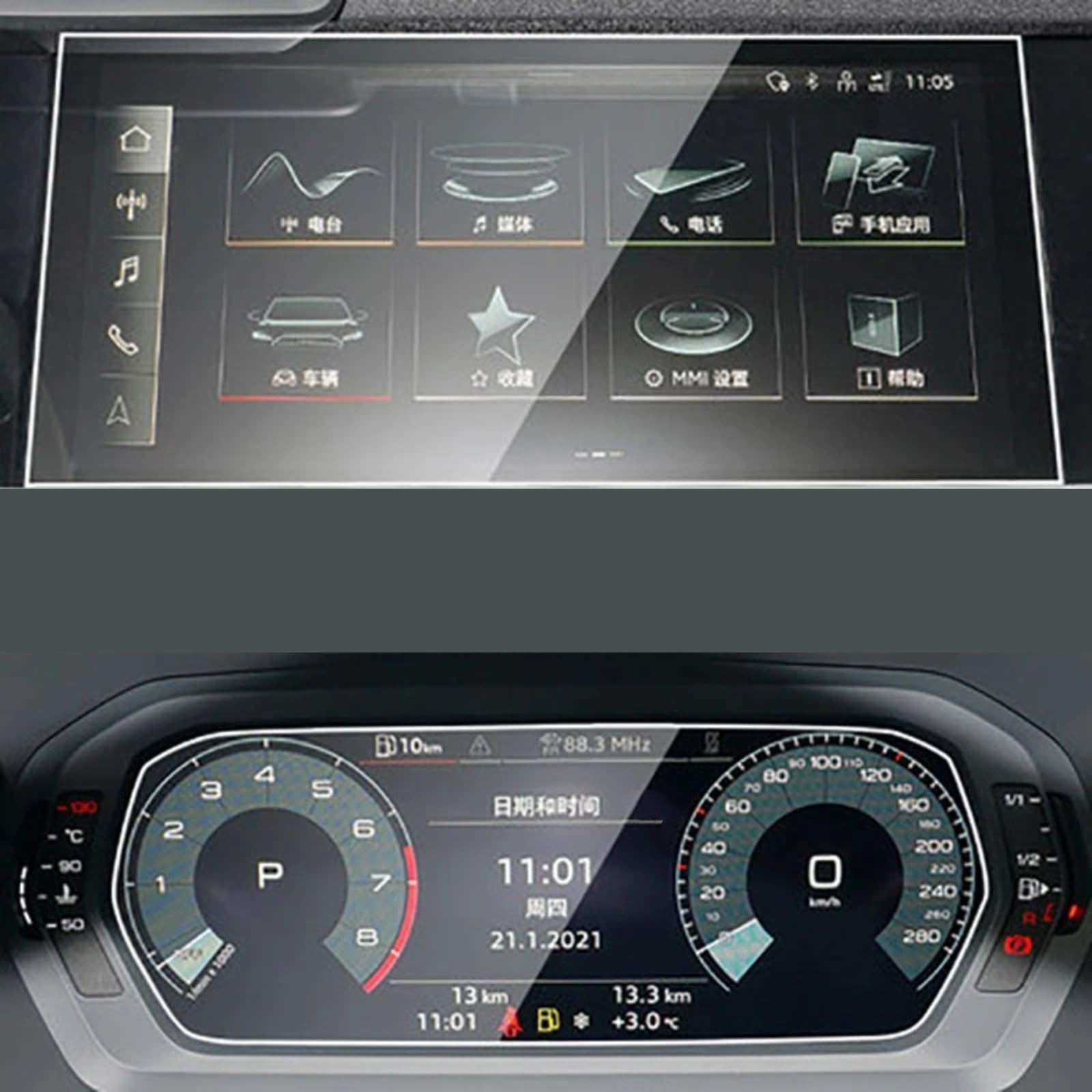 Cttabkl Auto Navigation Schutzfolie Kompatibel Mit Für A3 8Y 2021 Auto-GPS Transparenter Schutz Auto-Mittelkonsolen-Bildschirm Gehärtetes Glas Schutzfolie von Cttabkl