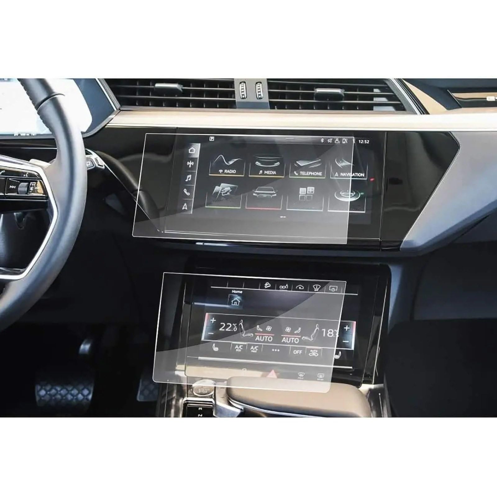 Cttabkl Auto Navigation Schutzfolie Kompatibel Mit Für Q7 Q8 Für E-Tron 2019 2020 2021 2022 2023 Autonavigationsschutzfolie Auto-GPS-Bildschirmschutzfolie Aus Gehärtetem Glas von Cttabkl