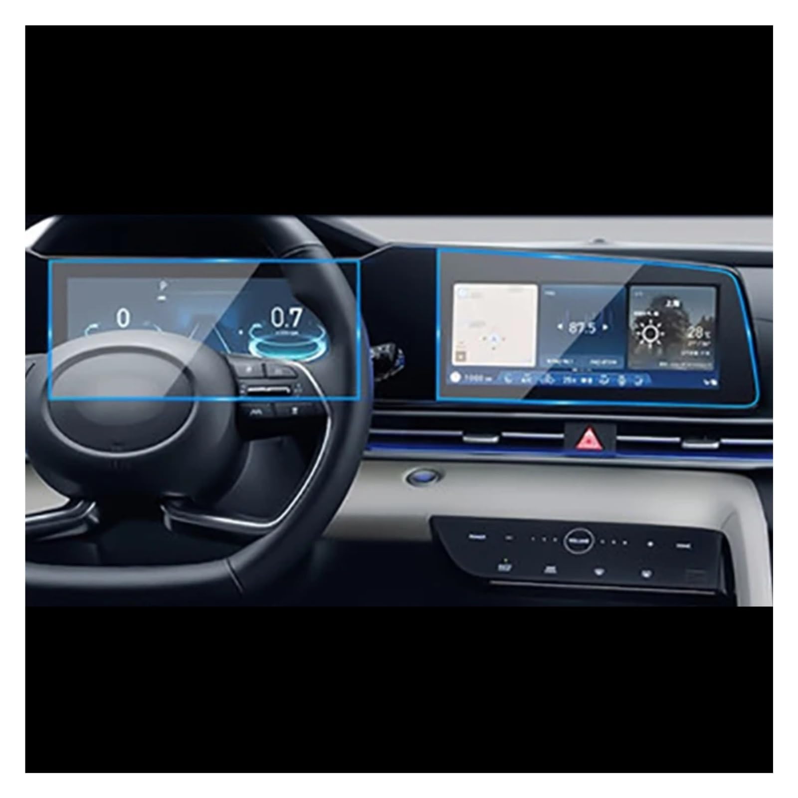 Cttabkl Auto Navigation Schutzfolie Kompatibel Mit Hyundai Für Elantra 2021 Auto-GPS Transparenter Schutz Displayschutz Aus Gehärtetem Glas Displayschutzfolie Für Die Zentrale Steuerung von Cttabkl