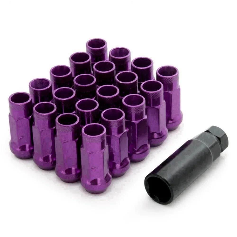 Cttabkl Kompatibel Mit Mitsubishi Unterlegscheibe Radsicherungsmuttern Auto-Stahlradmuttern Radschrauben M12x1,5 M12x1,25, 20 Stück Radschraubenmuttern(Purple,M12x1.25) von Cttabkl