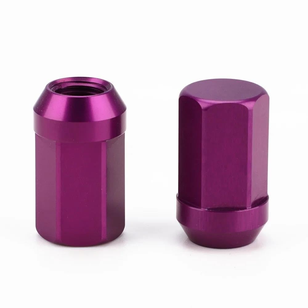 Kompatibel Mit Chevrolet Für Camaro Für Impala Radmuttern HEX M12x1.25 M12x1.5 Aluminium Kegel Konisch 17mm 32 Mm Radmuttern Zubehör 20 Stück 7075T6 Radschraubenmuttern(Purple,M12x1.25) von Cttabkl