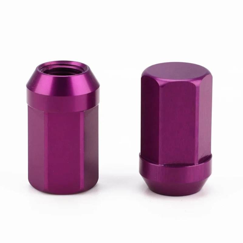 Kompatibel Mit Chevrolet Für Camaro Für Impala Radmuttern HEX M12x1.25 M12x1.5 Aluminium Kegel Konisch 17mm 32 Mm Radmuttern Zubehör 20 Stück 7075T6 Radschraubenmuttern(Purple,M12x1.5) von Cttabkl