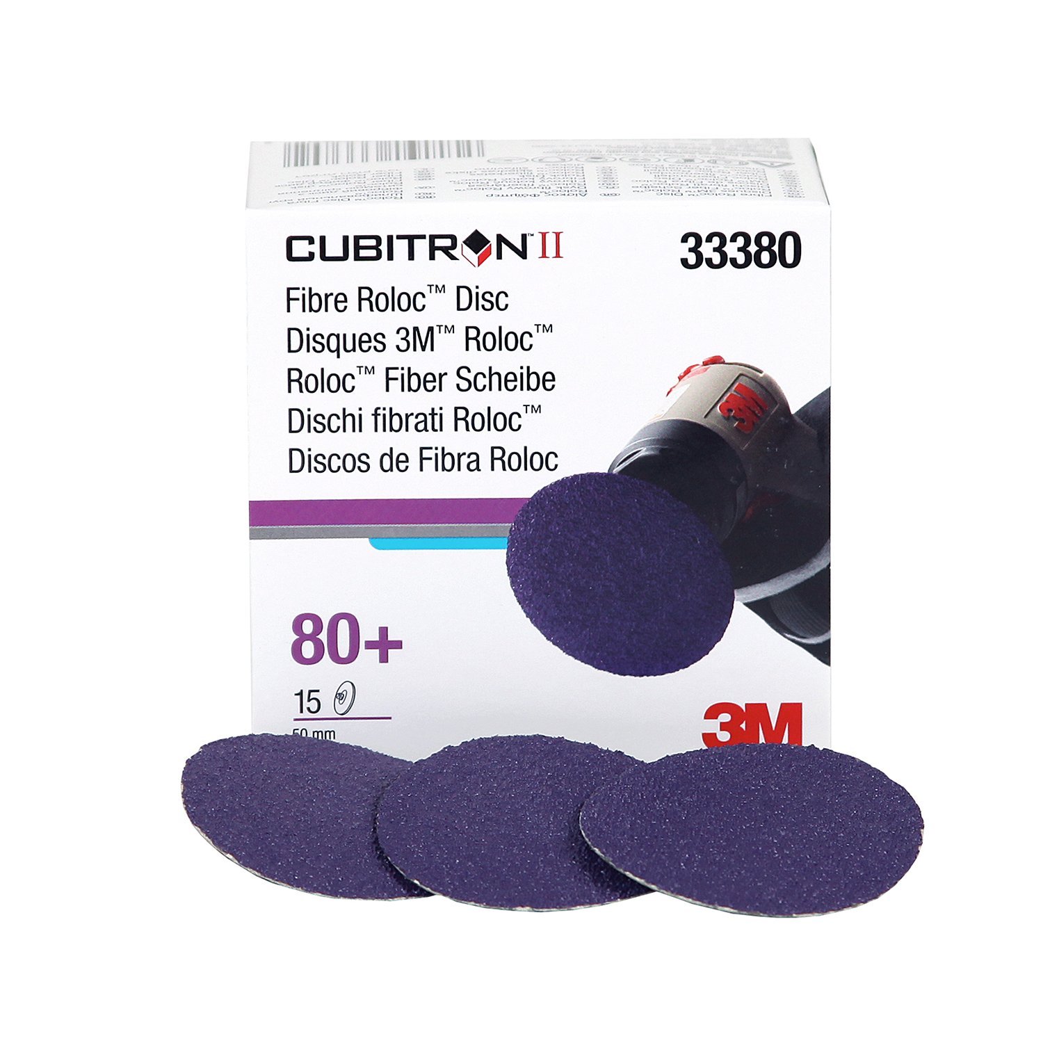 3M Cubitron II Roloc Fiberscheibe 786C, 33380, 2 Zoll (50 mm), 80+, 15 Scheiben pro Karton, 6 Kartons pro Karton von Cubitron