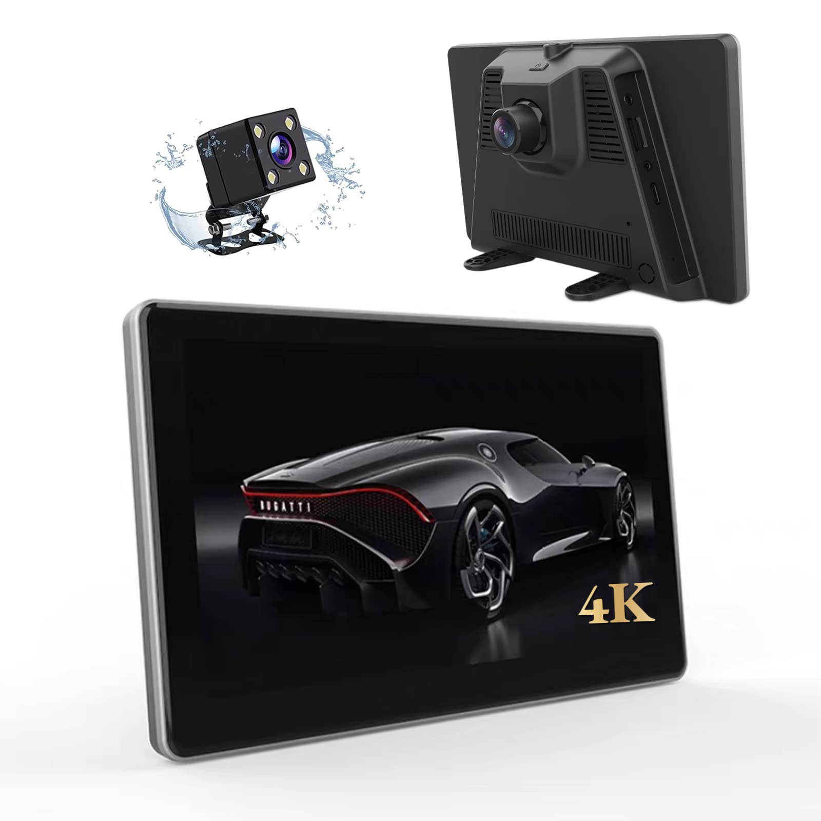 4K Dashcam Vorne und Hinten, 7-Zoll-Bildschirm mit Zwei Objektiven für Android 8.1, Intelligente Sprachsteuerung, 120 ° Weitwinkel, HD-Touchscreen, Loop-, Autofahren, von Cuifati