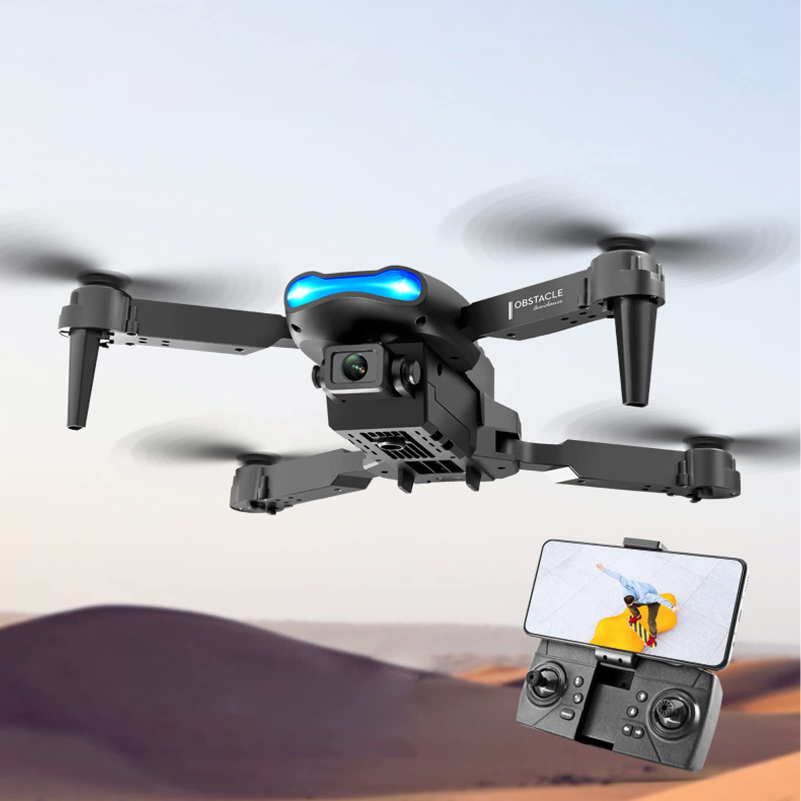 E99pro Faltbare -Drohne für Kinderspielzeug, RC Nano Pocket Quadcopter WiFi-Drohnenantenne für Anfänger, 50-facher Zoom, 4K-Dual-Kamera, Höhenhaltung, 3D-Flips, One-Key-Return von Cuifati