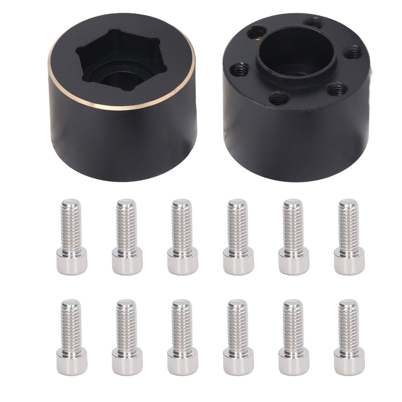 Culnflun 2 Stück 1,9 2,2 Zoll Rad Hex Hub Widen Adapter Messing Schwarz Rad Felge Adapter Fernbedienung Auto (15mm) von Culnflun