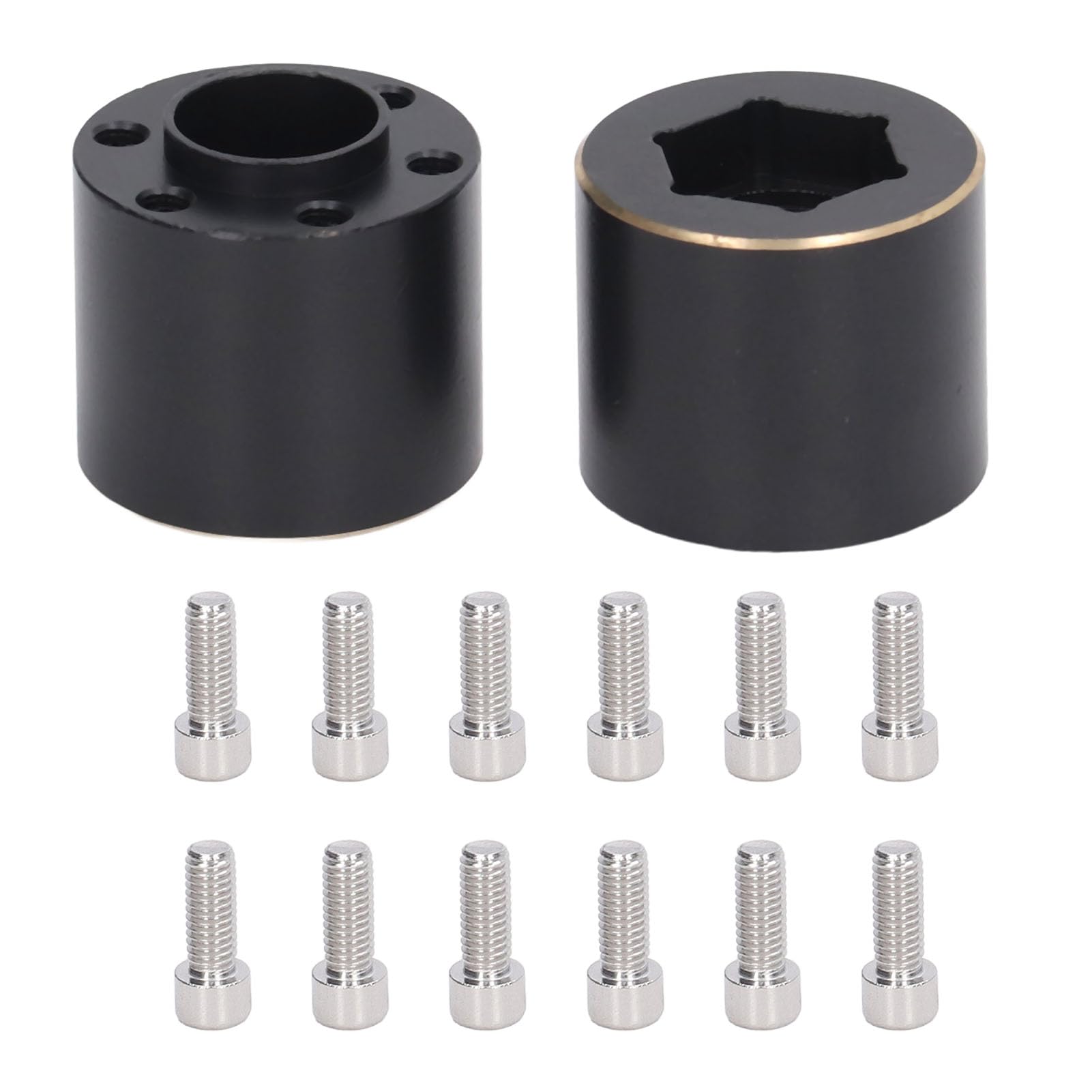 Culnflun 2 Stück 1,9 2,2 Zoll Rad Hex Hub Widen Adapter Messing Schwarz Rad Felge Adapter Fernbedienung Auto (18.5mm) von Culnflun