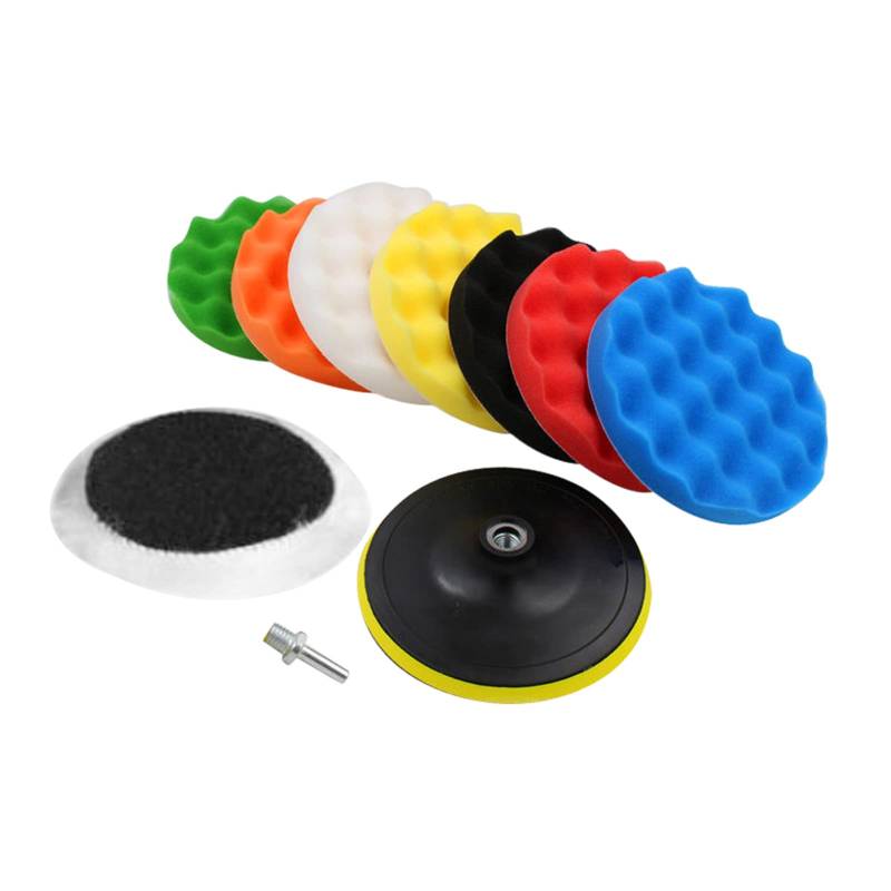 Culnflun Schwamm Polieren Polieren Wachs Pad Kit 10 Stück Auto Polierer Puffer Bohrer Adapter für Auto Wartung und Schönheit (4 Inch) von Culnflun