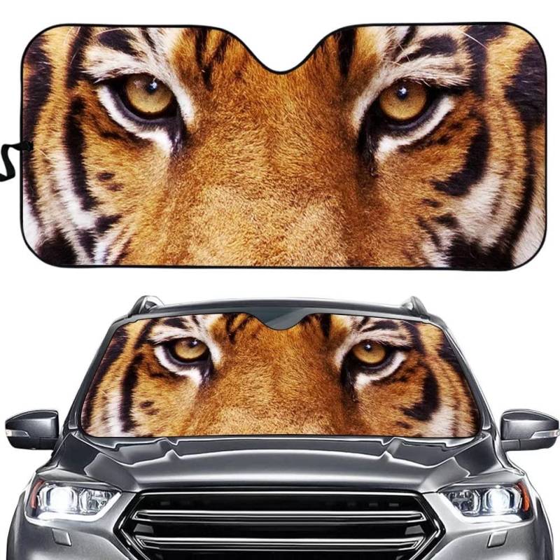 Cumagical Tiger Auto Frontscheibe Sonnenschutz Tier-Design Windschutzscheibe Sonnenblende Blockiert UV und Sonnenlicht Sommer Schutz Autozubehör von Cumagical