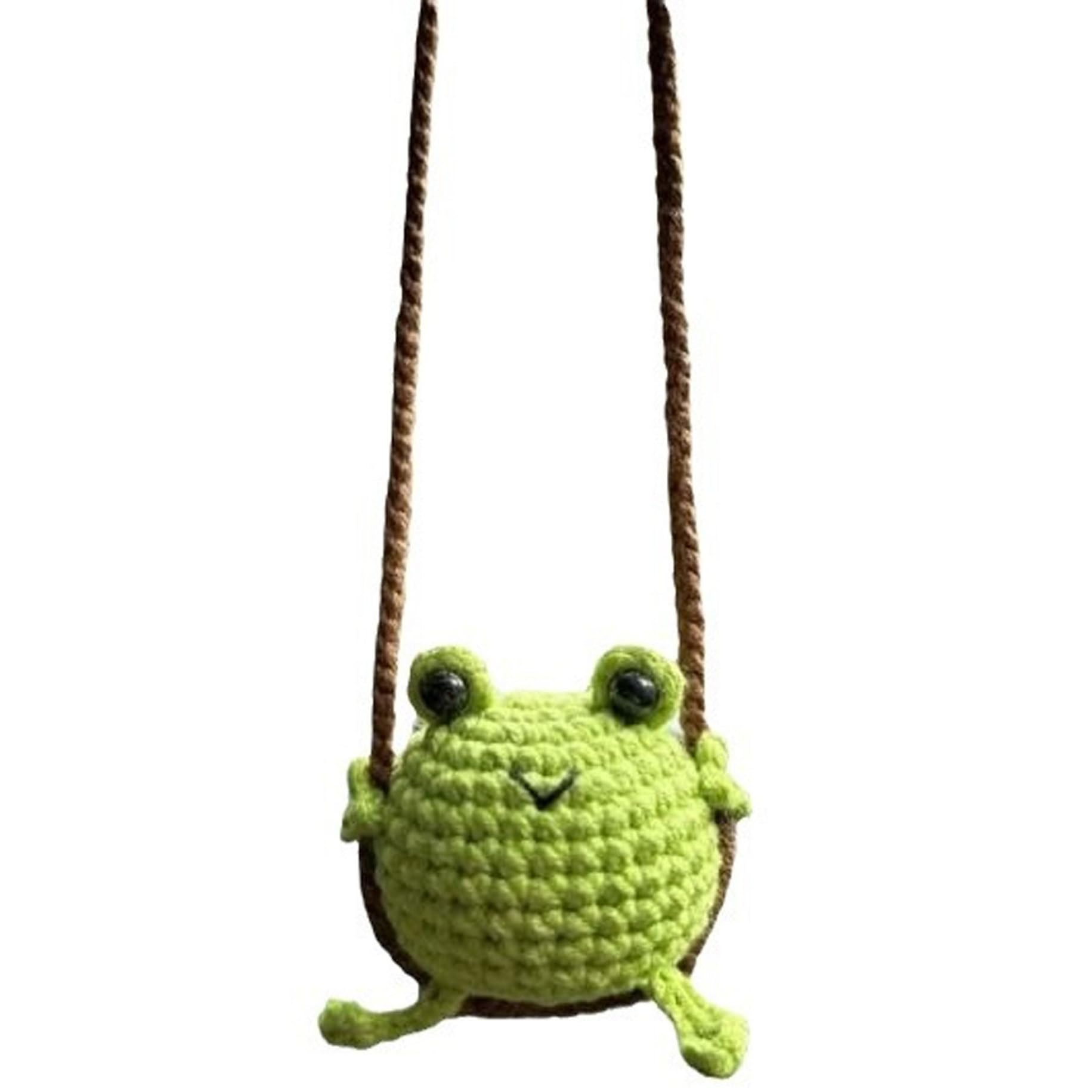 Schwingende Froschauto -Hang -Zubehör Häkelauto Spiegel Hanging Accessoires Süßes grüne Auto Dangle Charme Innenarchitektur Geschenke für Home Office Auto Spiegeldekoration Dekor von Cunlvyyds