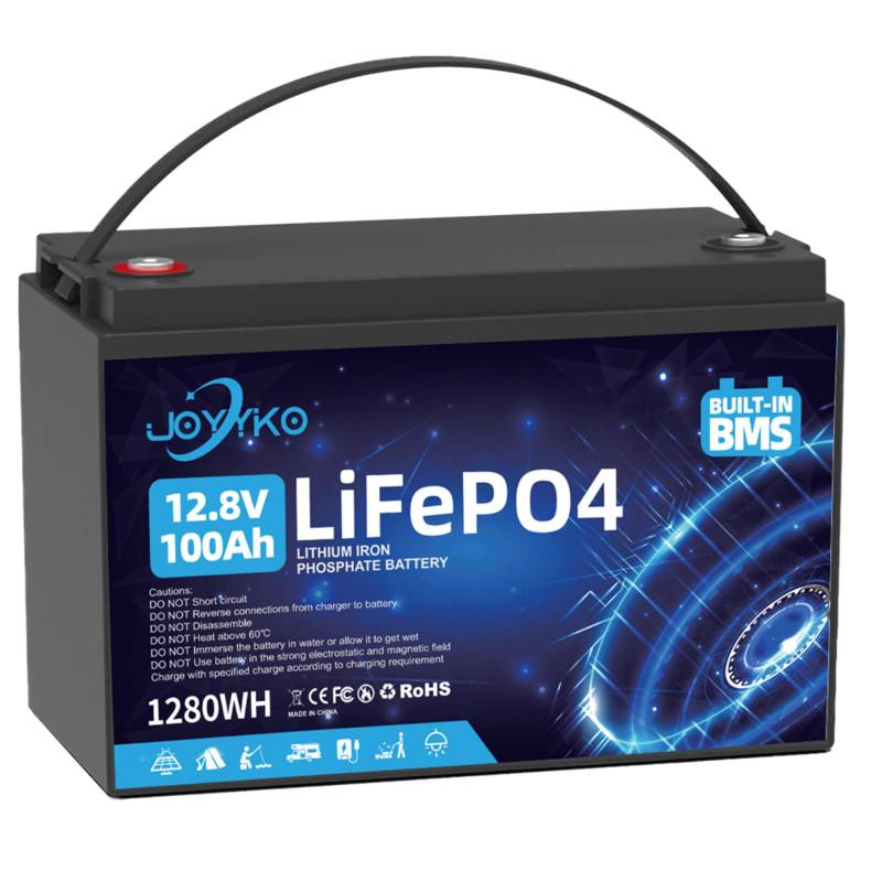 Lifepo4 100Ah 12V Lithium Batterie mit Deep Cycle 12.8v 100Ah Wiederaufladbar Batterie mit BMS Schutz 15000 Zyklen Perfekter Ersatz Bleiakku Geeignet für Wohnmobil, Boote (Neu 100Ah) von Cunsieun