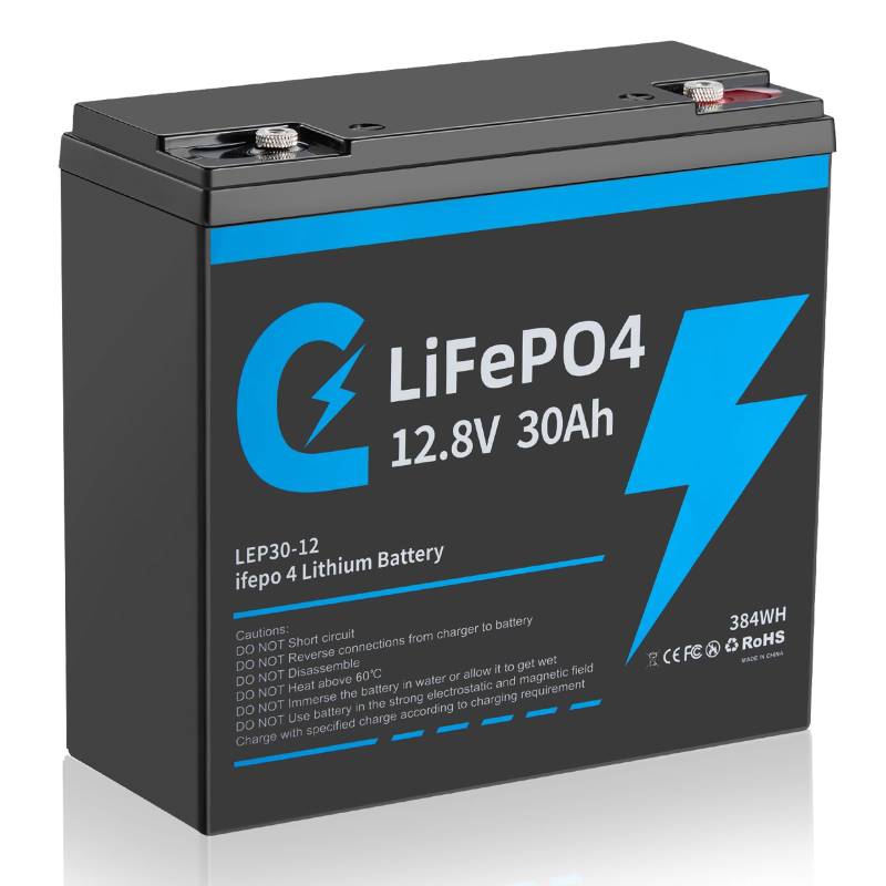 Lifepo4 30Ah 12V Lithium Batterie mit Deep Cycle 12.8v 30Ah Wiederaufladbar Batterie mit BMS Schutz 6000 Zyklen Perfekter Ersatz Bleiakku Geeignet für Wohnmobil, Boote, Camping (12.8V 30Ah) von Cunsieun