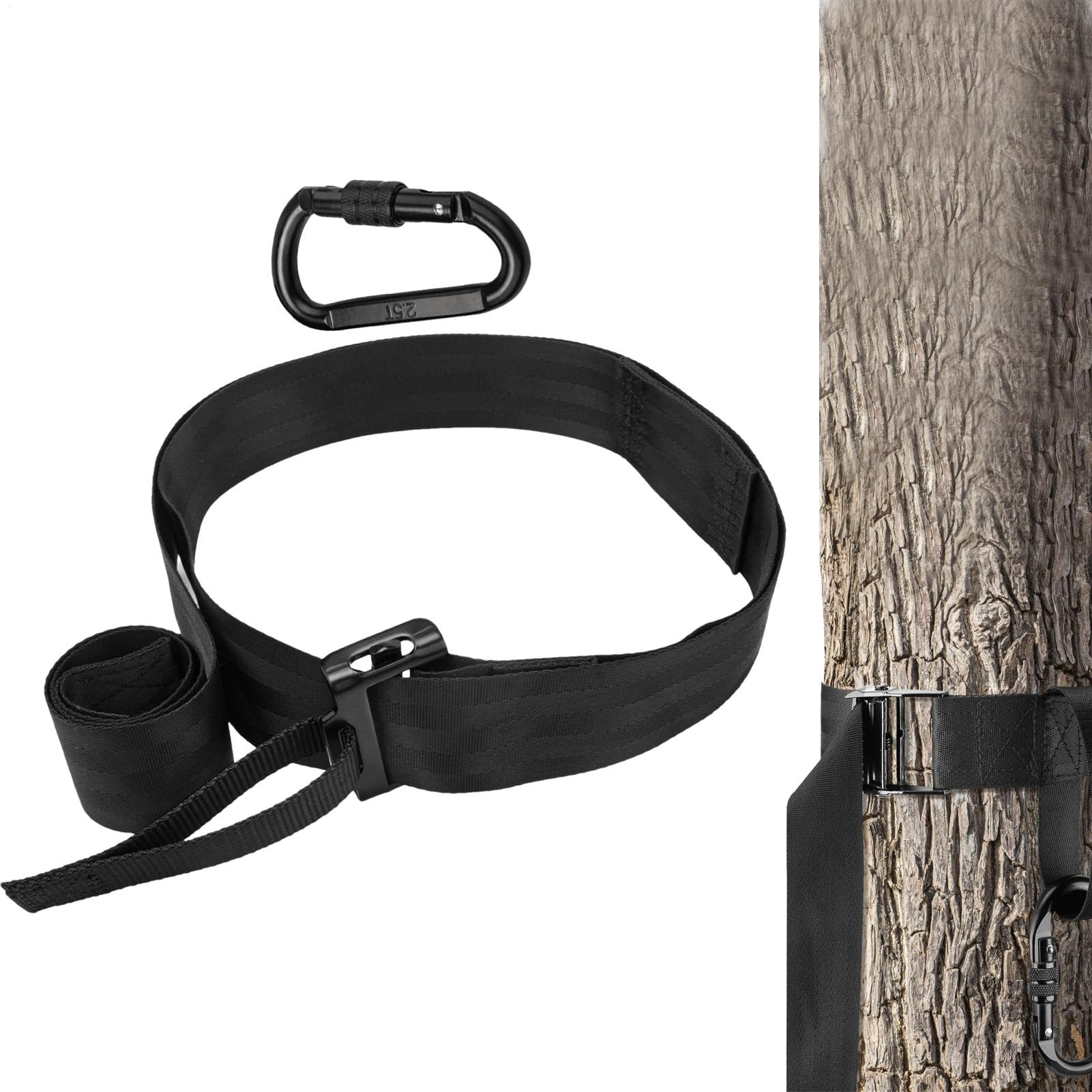 Cushangty Baumgurt für Hunter Safety System, Baumgurt | Quick-Connect Kletterbaumständer Jagdgurt mit Sicherheitskarabiner,Schnellverbindungs-Jagdbaumgurt für die Outdoor-Jagd von Cushangty