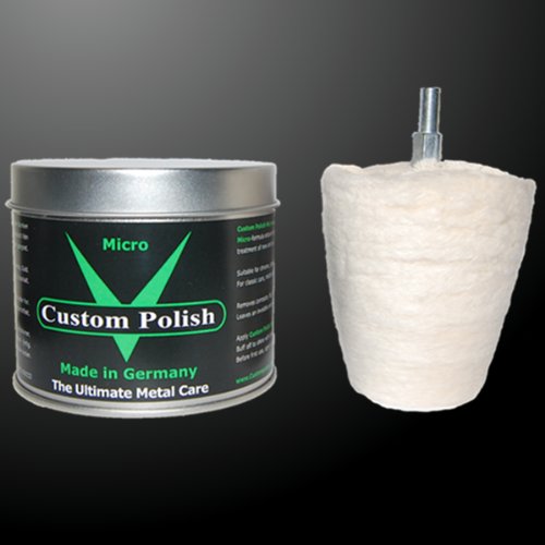 CUSTOM POLISH Micro Polierset 400g Chrompolitur Alu Politur Felgenpolitur + Polieraufsatz in Kegelform von Custom Polish