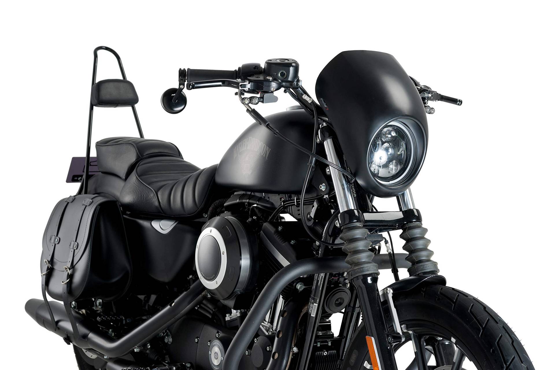 Verkleidungscheibe Free Spirit Modell Matt Schwarz Customacces für Harley Davidson Sportster 883 Low 04'-10' von Customacces