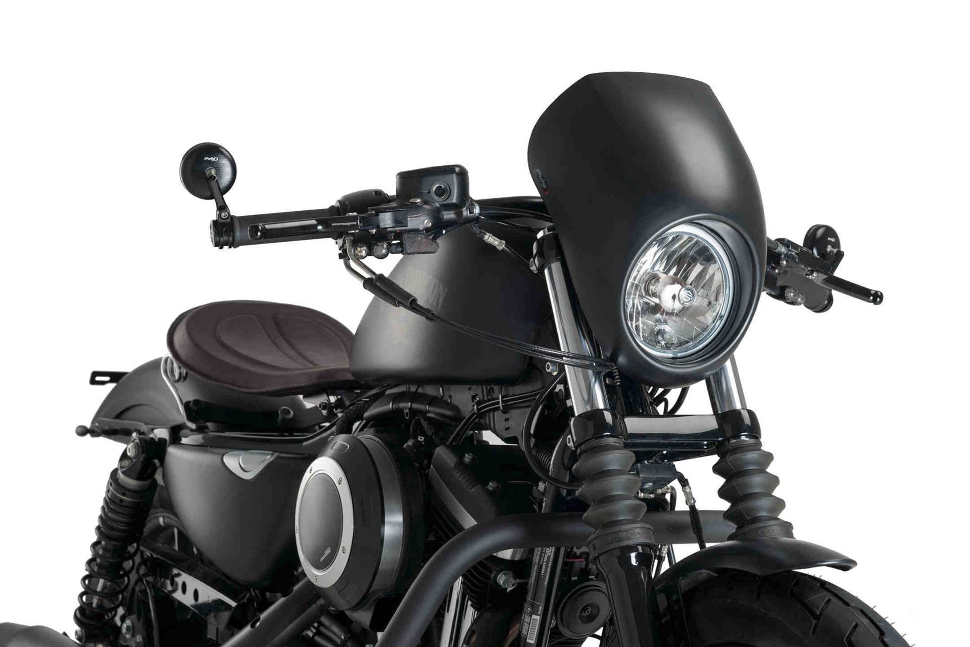 Verkleidungscheibe Free Spirit Modell Schwarz Customacces für Harley Davidson Sportster 883 Superlow 11'-19' von Customacces