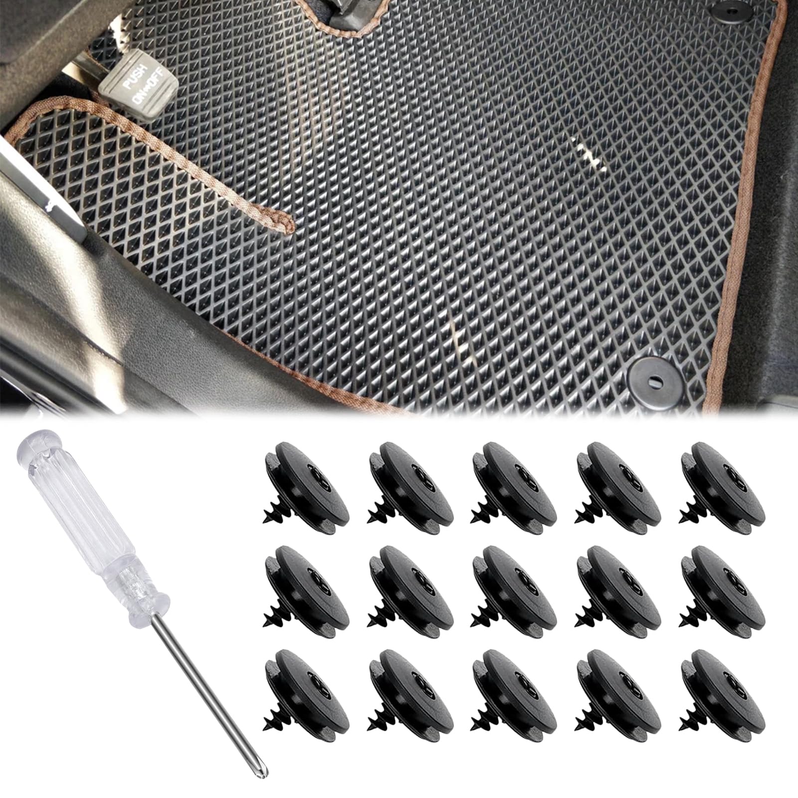 Auto Fußmatten Clip,15pcs Befestigungsclips für Autoteppiche,Universal Auto Fussmatten Fixclips,Autoteppich Fußmatten Halter,Fußmatten Befestigung Druckknopf,für Autoteppiche Fahrzeuge Fußmatten von Cutiolly