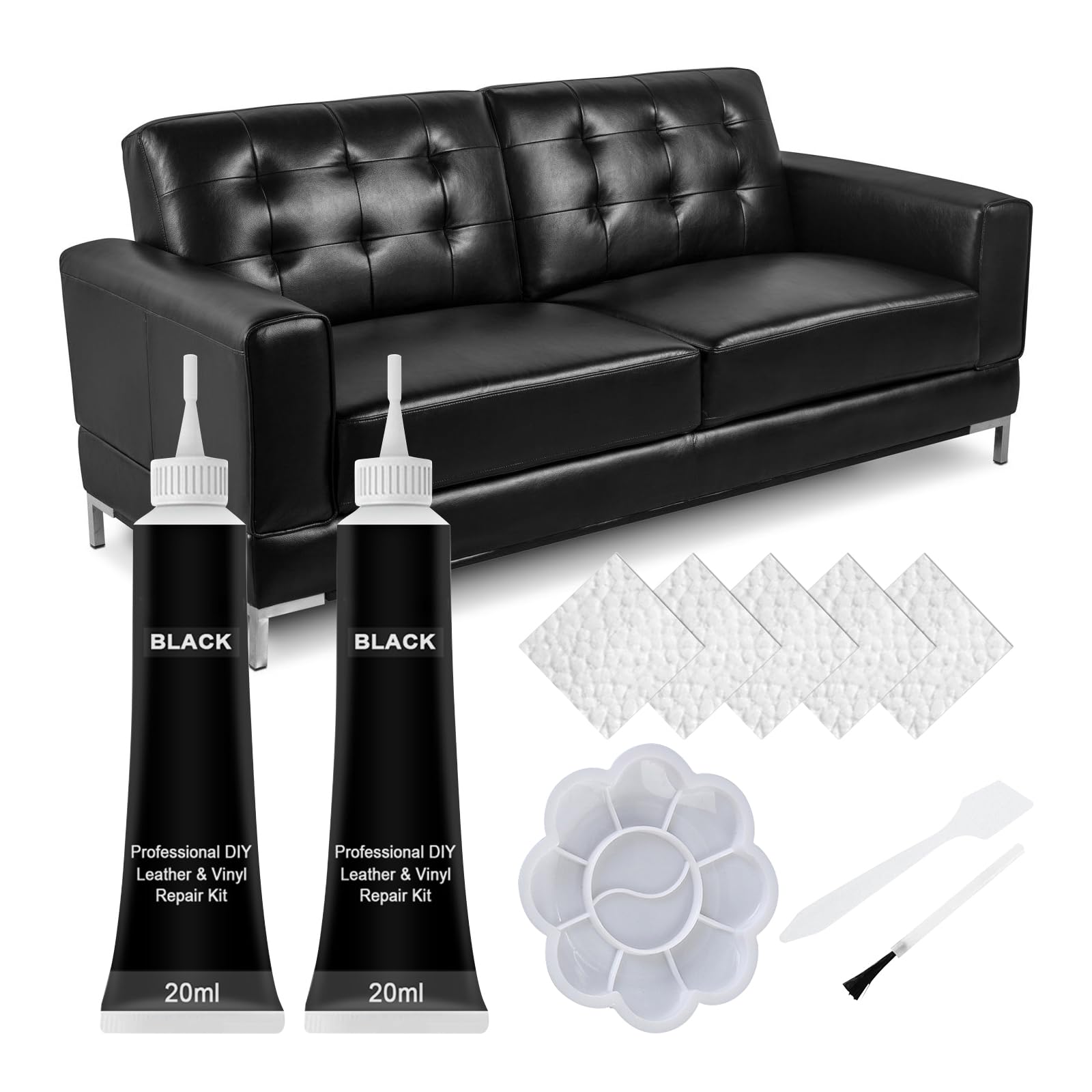 Cutiolly Leder Reparatur Set,2pcs Lederfarbe Schwarz,Lederreparatur Creme,Kunstleder Reparaturset,Leder Kratzer Reparatur Paste,Flüssigleder,Lederbalsam,Leder Reparatur,für Leder Restaurierung von Cutiolly