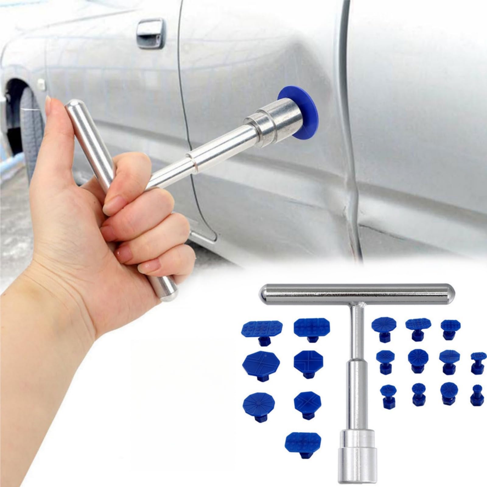 Dellen Reparaturset,Dellen Reparatur Ausbeulwerkzeug,Ausbeulwerkzeugset,Lackfreies Dellen Reparatur,Dent Puller Kit,Auto Paintless Dent Removal Kit,Dent Puller Slide Hammer für Fahrzeug Entfernen von Cutiolly