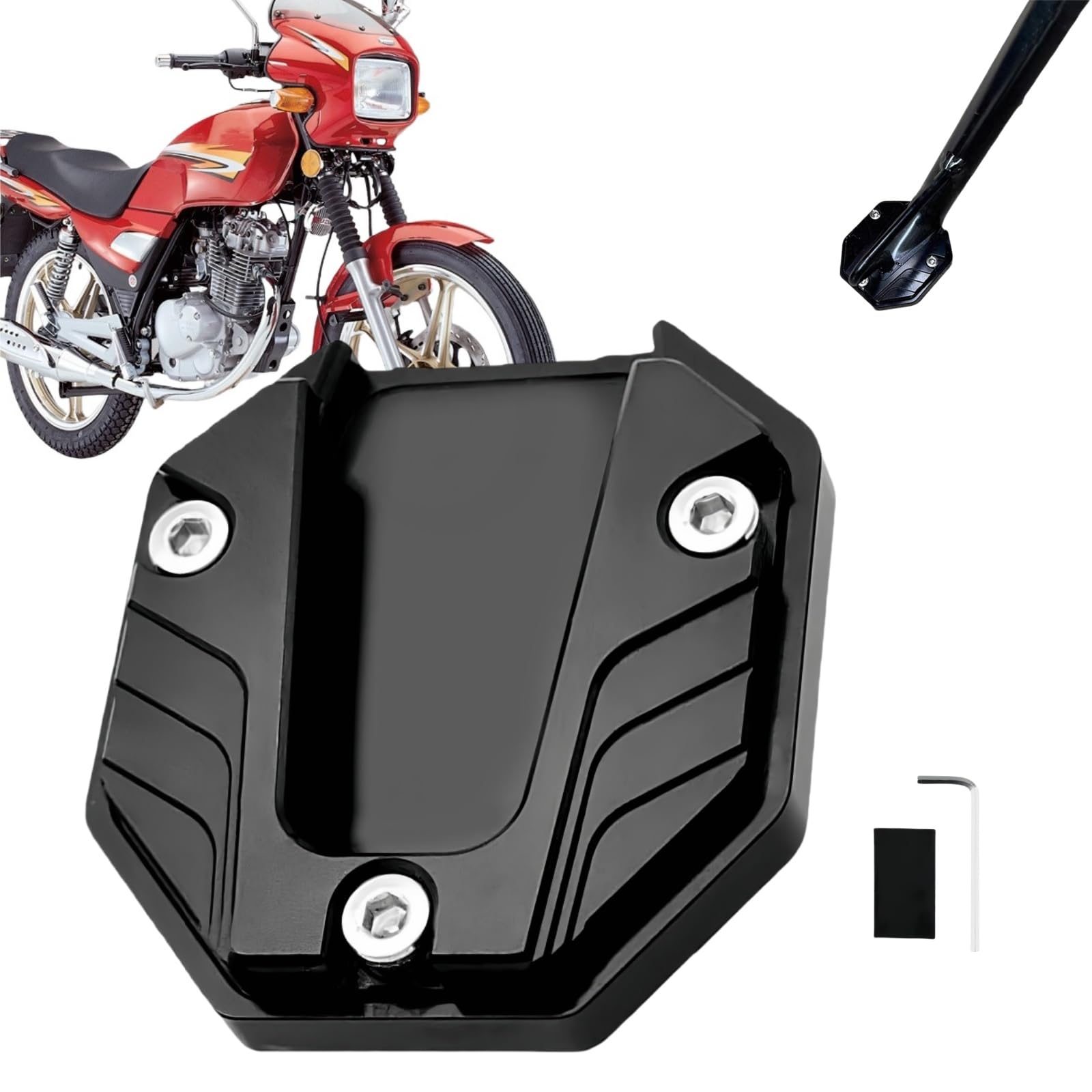 Motorrad Ständer Fuß,Motorrad Ständer Seitenverlängerung Pad,Verlängerung Pad Motorrad,Universal Motorrad Halterung,Aluminium Seitenverlängerung Vergrößern Ständer von Cutiolly