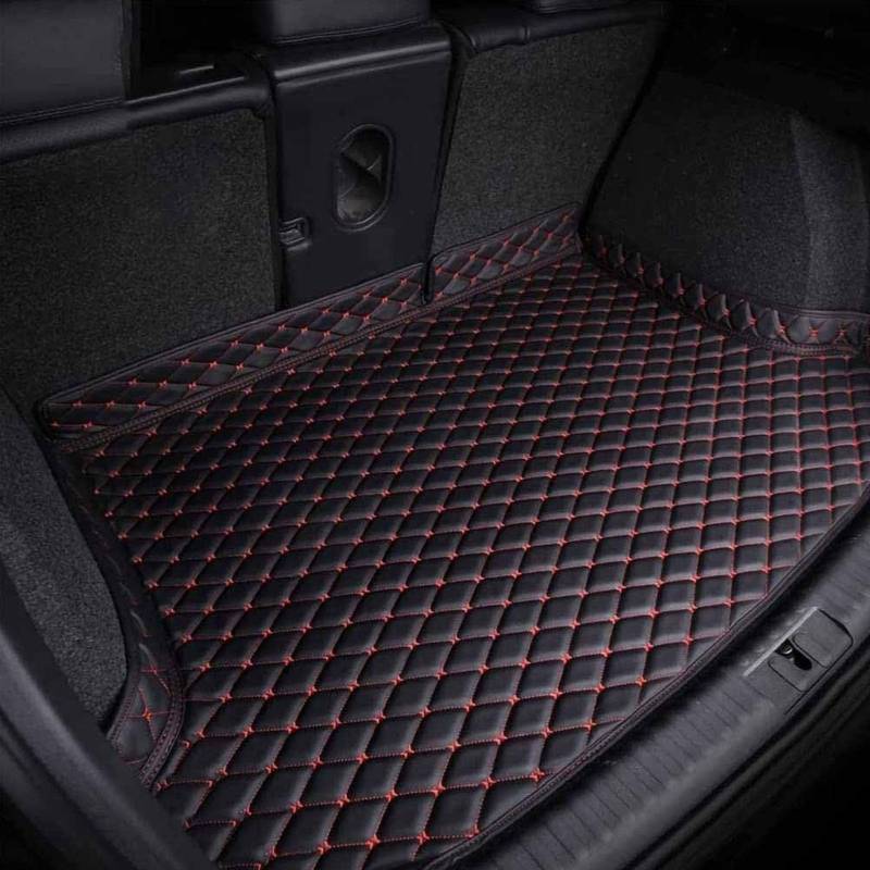 Auto Leder Kofferraummatten FüR B-ENZ GLK X204 2008-2015, Kofferraumwanne Schutzmatten Cargo Teppich rutschfest Staubdicht ZubehöR,D/Black-Red von CutuLi