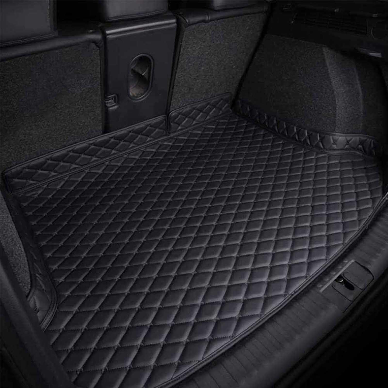 Auto Leder Kofferraummatten FüR Nissan X-Trail T32 (7-Seat) 2014-2023, Kofferraum Schutzmatte Teppich Kofferraumwanne Pad Staubdicht ZubehöR,A/Black von CutuLi