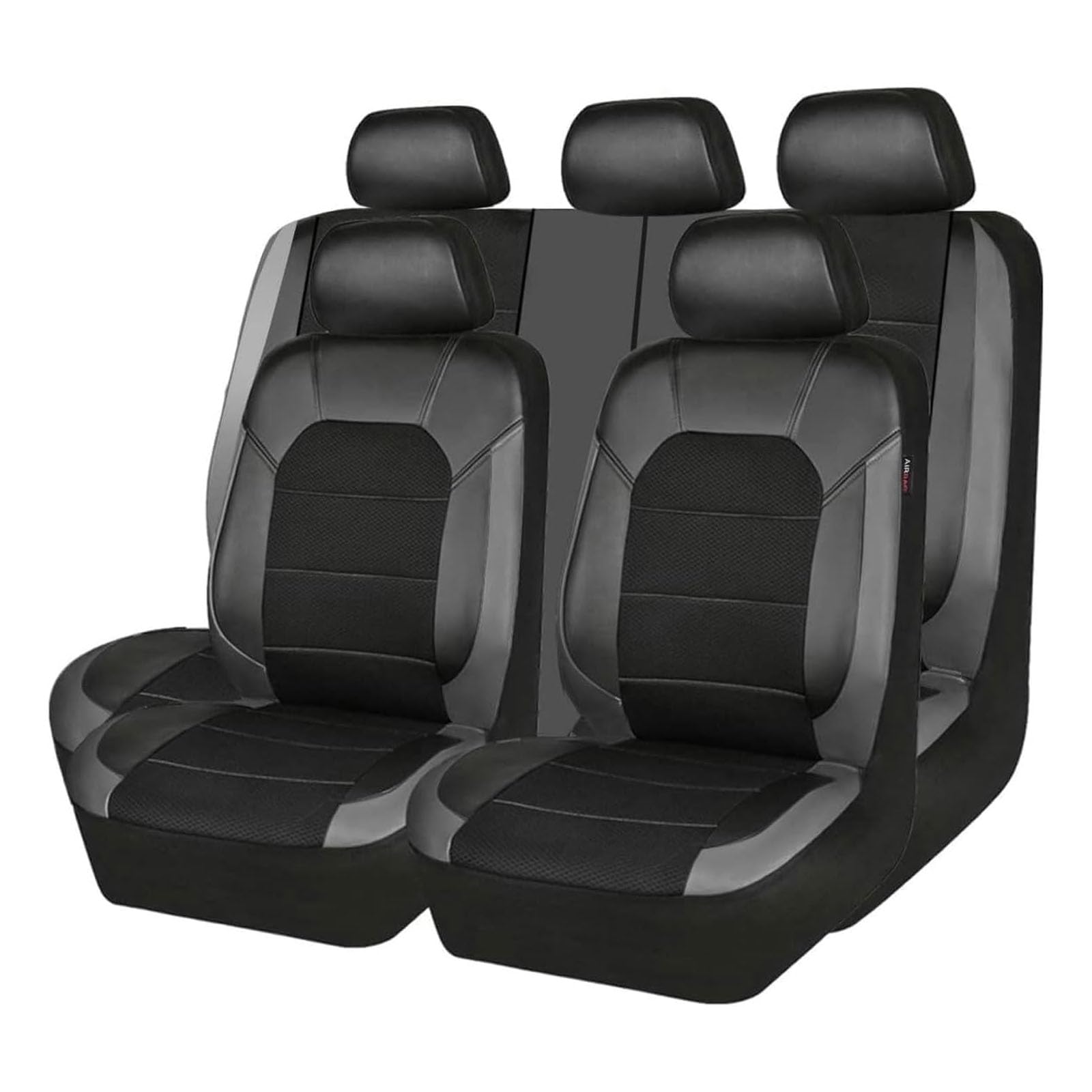 Auto Sitzbezüge Sets FüR Fo-rd Transit Custom 2016-2024, Leder Auto Schonbezug Full Set Sitzbezug Vordersitze Rücksitzschoner Auto Zubehör, B/Black Gray von CutuLi