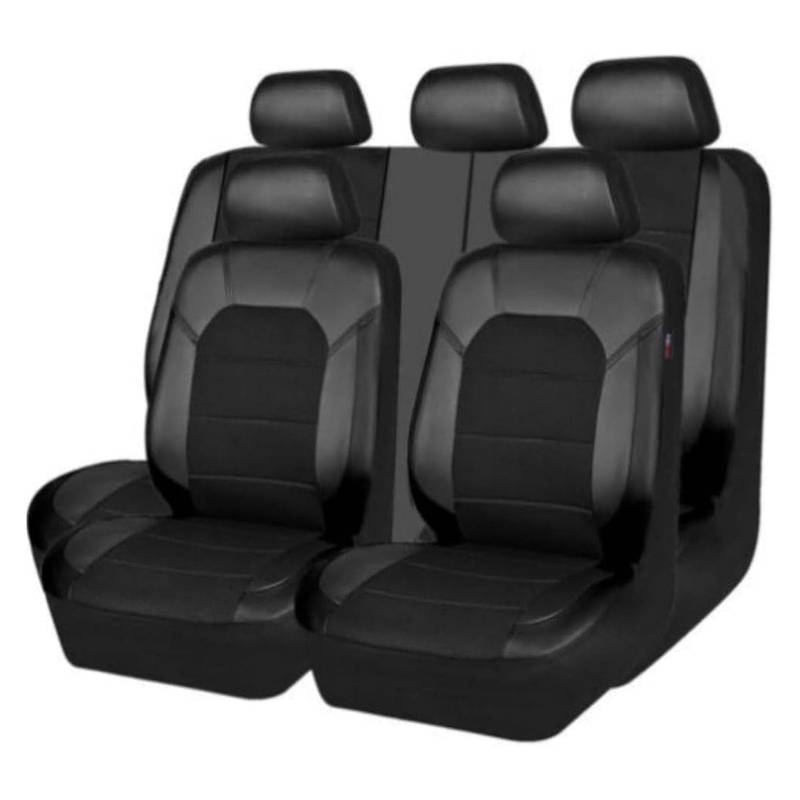 Auto Sitzbezüge Sets FüR Jeep Compass 2.Gen MP 2017 2018 2019 2020 2021 2022 2023, Leder Auto Schonbezug Full Set Sitzbezug Vordersitze Rücksitzschoner Auto Zubehör, C/Black von CutuLi