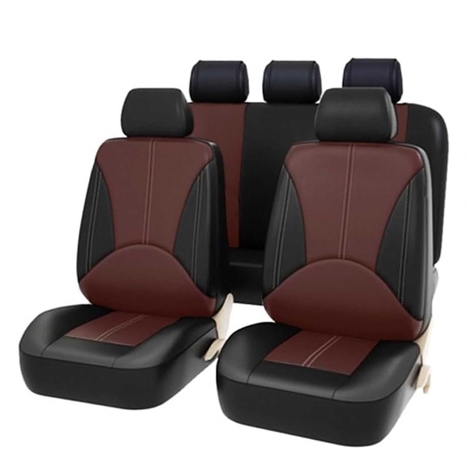 Auto Sitzbezüge Sets FüR Nissan Navara NP300/D23 2015-2018, Leder Komplett-Set Autositzbezüge Wasserdicht Atmungsaktiv Auto Innenraum Zubehör,D/Black Coffee von CutuLi