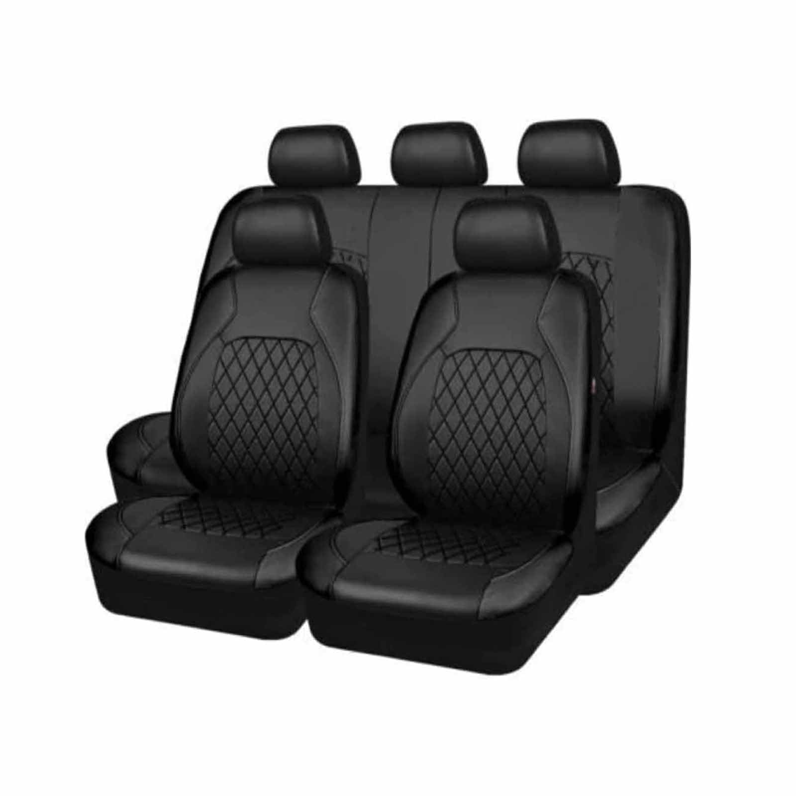 Auto Sitzbezüge Sets Für Citroen C3 Aircross C4 Aircross C5 Aircross C5 Aircross S, 9 Stück Leder Set Sitzbezug Komplett-Set wasserdichte Autositzschoner Zubehör,A/9pcs Set Black von CutuLi