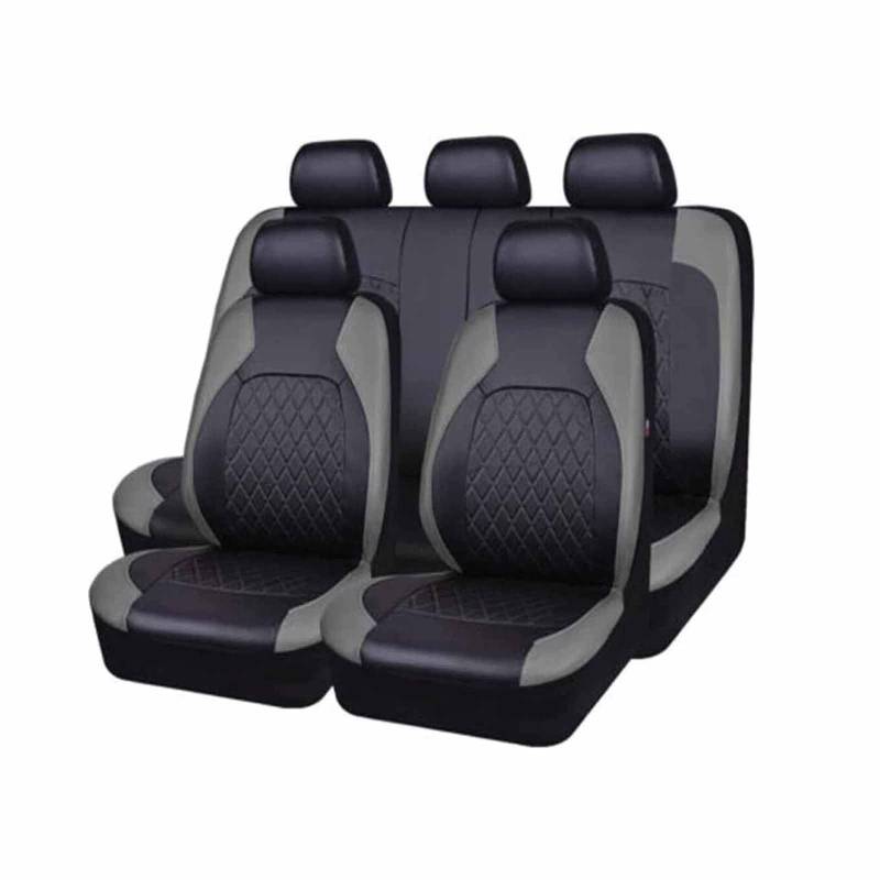 Auto Sitzbezüge Sets Für Citroen C3 Aircross C4 Aircross C5 Aircross C5 Aircross S, 9 Stück Leder Set Sitzbezug Komplett-Set wasserdichte Autositzschoner Zubehör,B/9pcs Set Grey von CutuLi