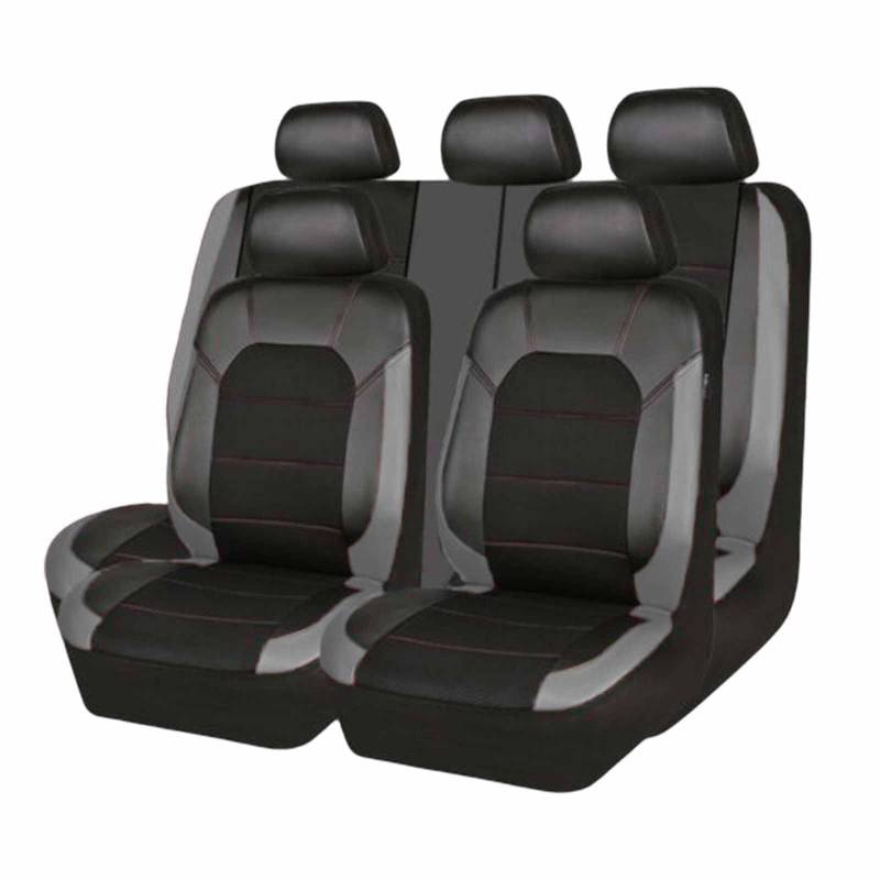 Auto-Sitzbezug Für Toyota RAV4 2003-2019, 9PCS Auto Leder Autositz Sitzschoner Wasserdicht Bequem Innenraum Zubehör,B/9pcs Set Black-Grey von CutuLi