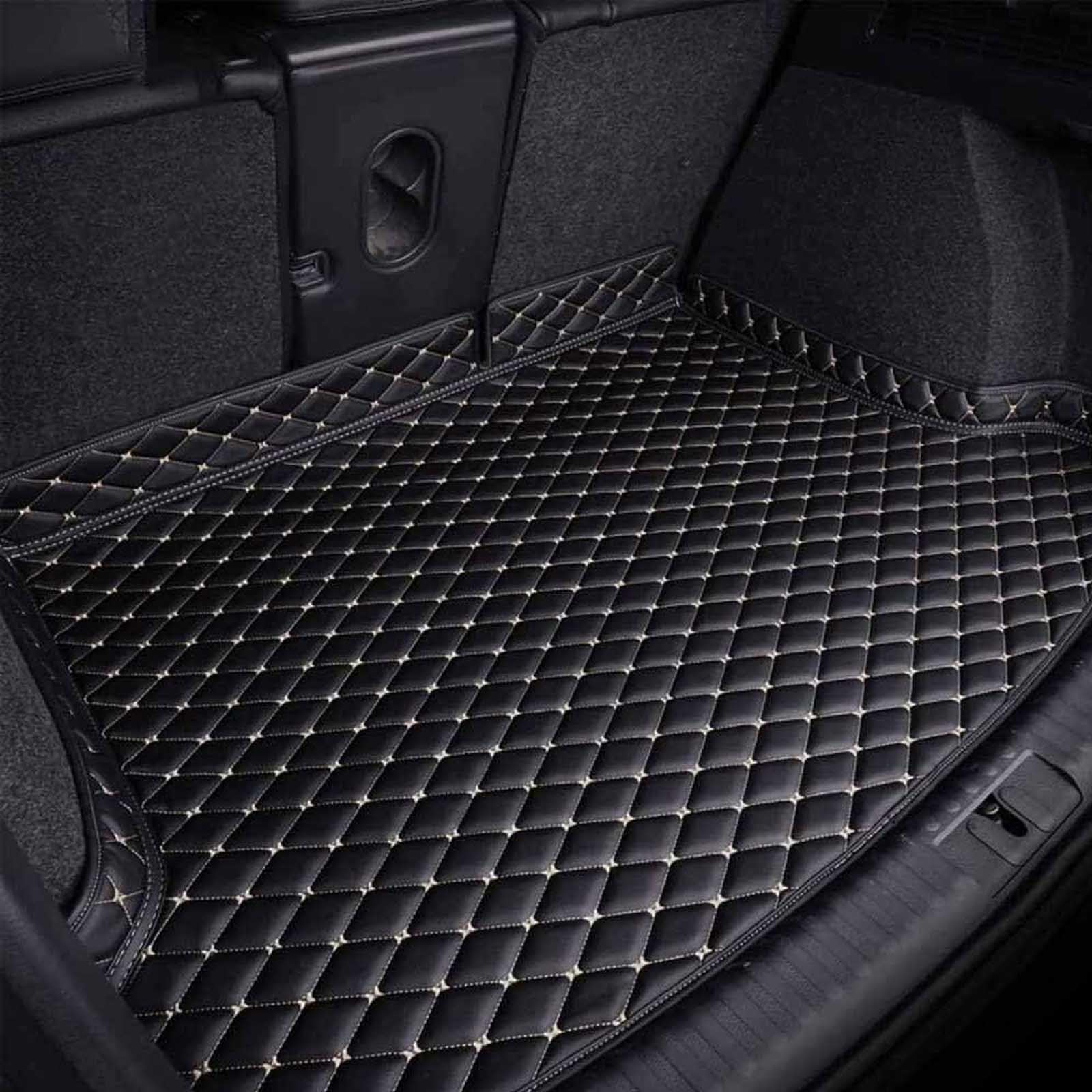 CutuLi Auto Leder Kofferraummatten FüR Peugeot 3008 GT Line 2019-2023, Kofferraum Schutzmatte Teppich Kofferraumwanne Pad Staubdicht ZubehöR,C/Black-Beige von CutuLi