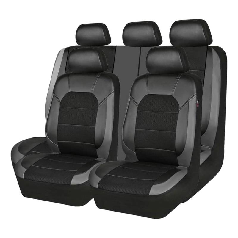 CutuLi Auto Sitzbezüge Sets FüR FIAT Freemont(5seats) 2012-2016, Leder Auto Schonbezug Full Set Sitzbezug Vordersitze Rücksitzschoner Auto Zubehör, B/Black Gray von CutuLi