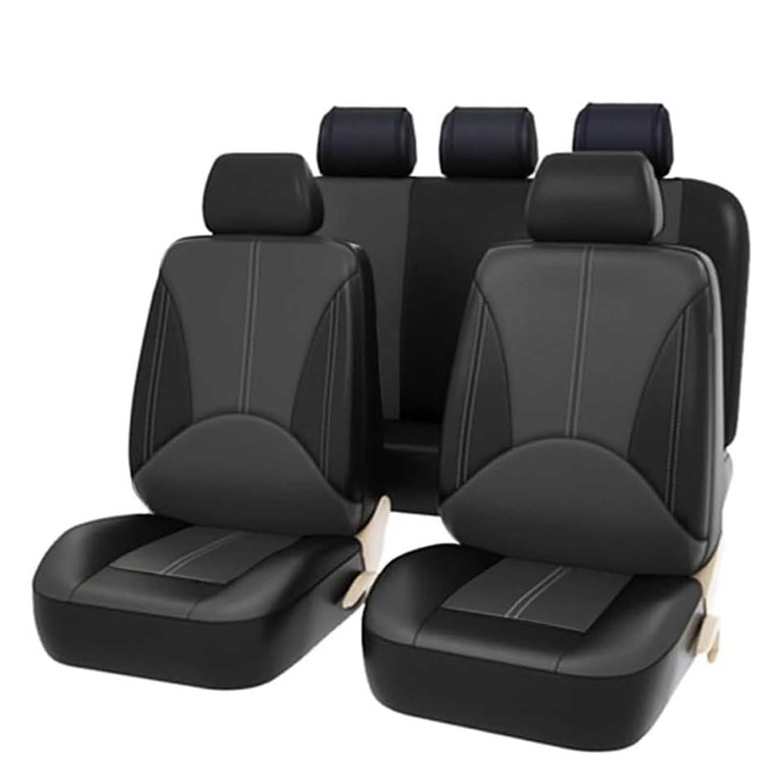 CutuLi Auto Sitzbezüge Sets FüR Nissan Navara NP300/D23 2015-2018, Leder Komplett-Set Autositzbezüge Wasserdicht Atmungsaktiv Auto Innenraum Zubehör,C/Black Grey von CutuLi